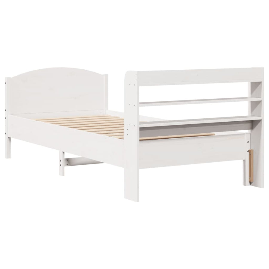 Bedframe zonder matras massief grenenhout wit 90x200 cm