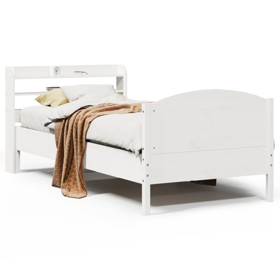 Bedframe zonder matras massief grenenhout wit 75x190 cm
