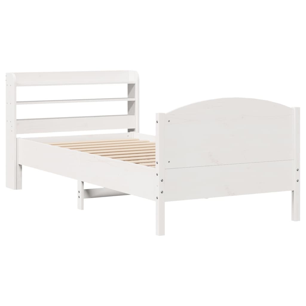 Bedframe zonder matras massief grenenhout wit 75x190 cm