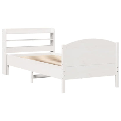 Bedframe zonder matras massief grenenhout wit 75x190 cm