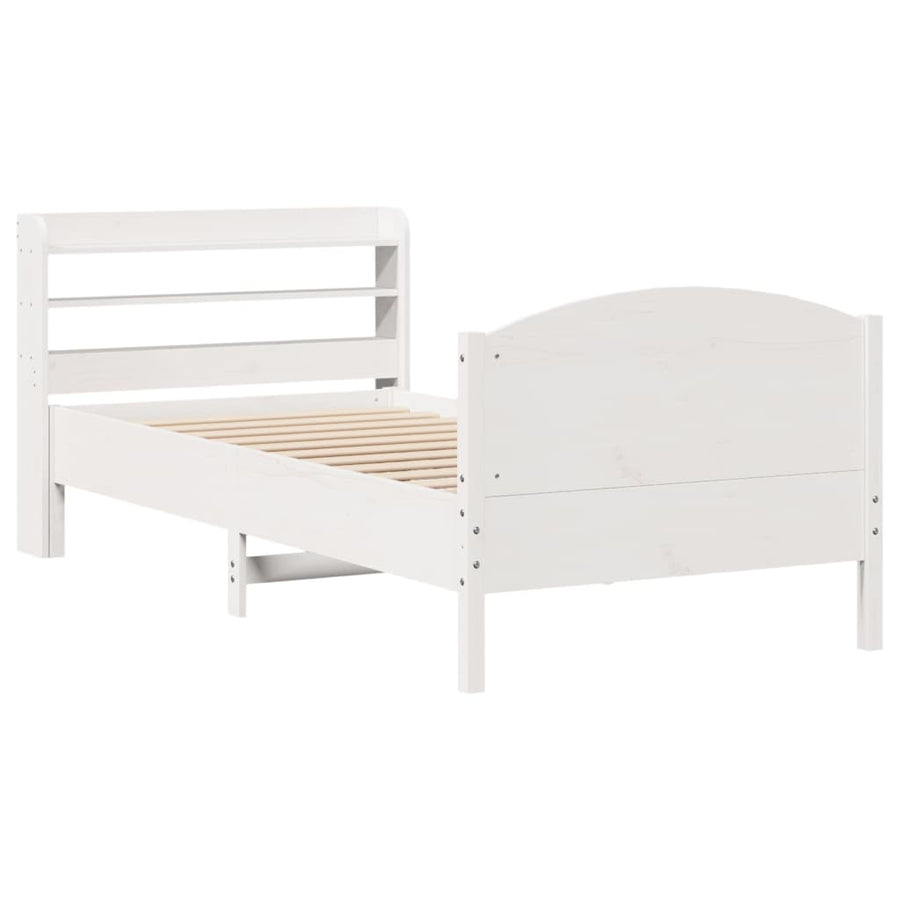 Bedframe zonder matras massief grenenhout wit 75x190 cm