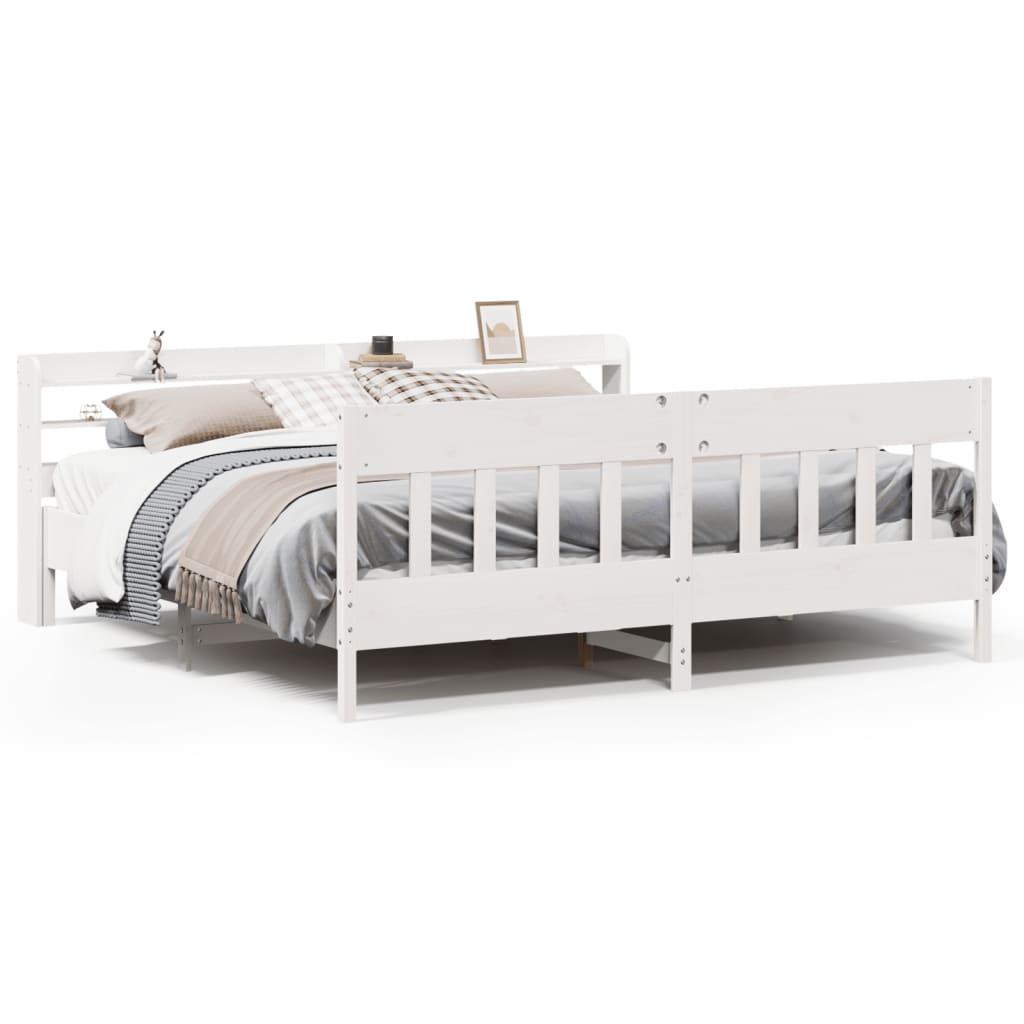 Bedframe zonder matras massief grenenhout wit 200x200 cm