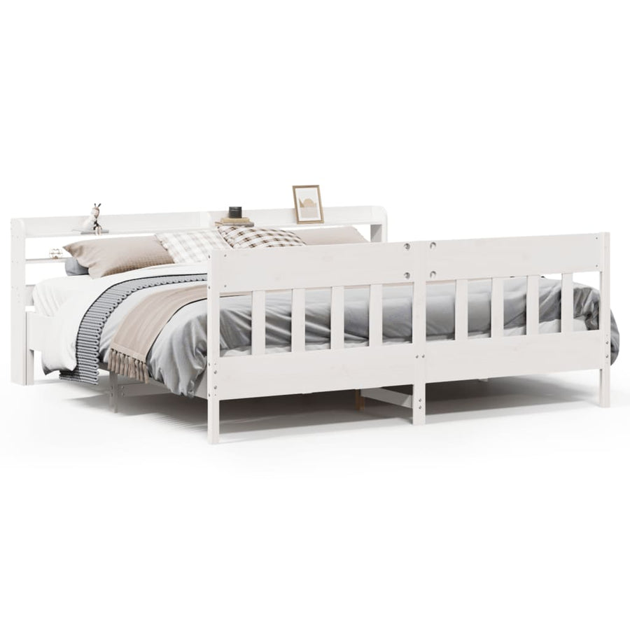 Bedframe zonder matras massief grenenhout wit 200x200 cm