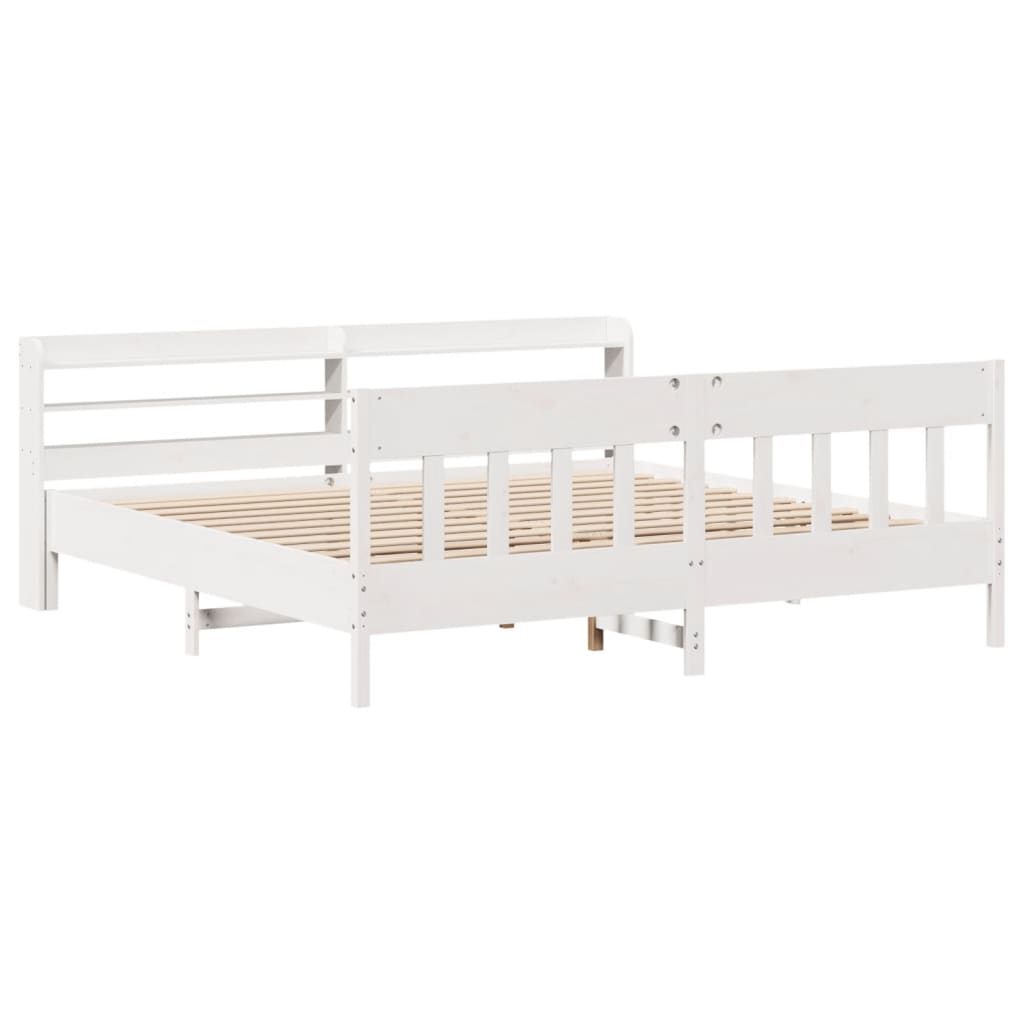 Bedframe zonder matras massief grenenhout wit 200x200 cm