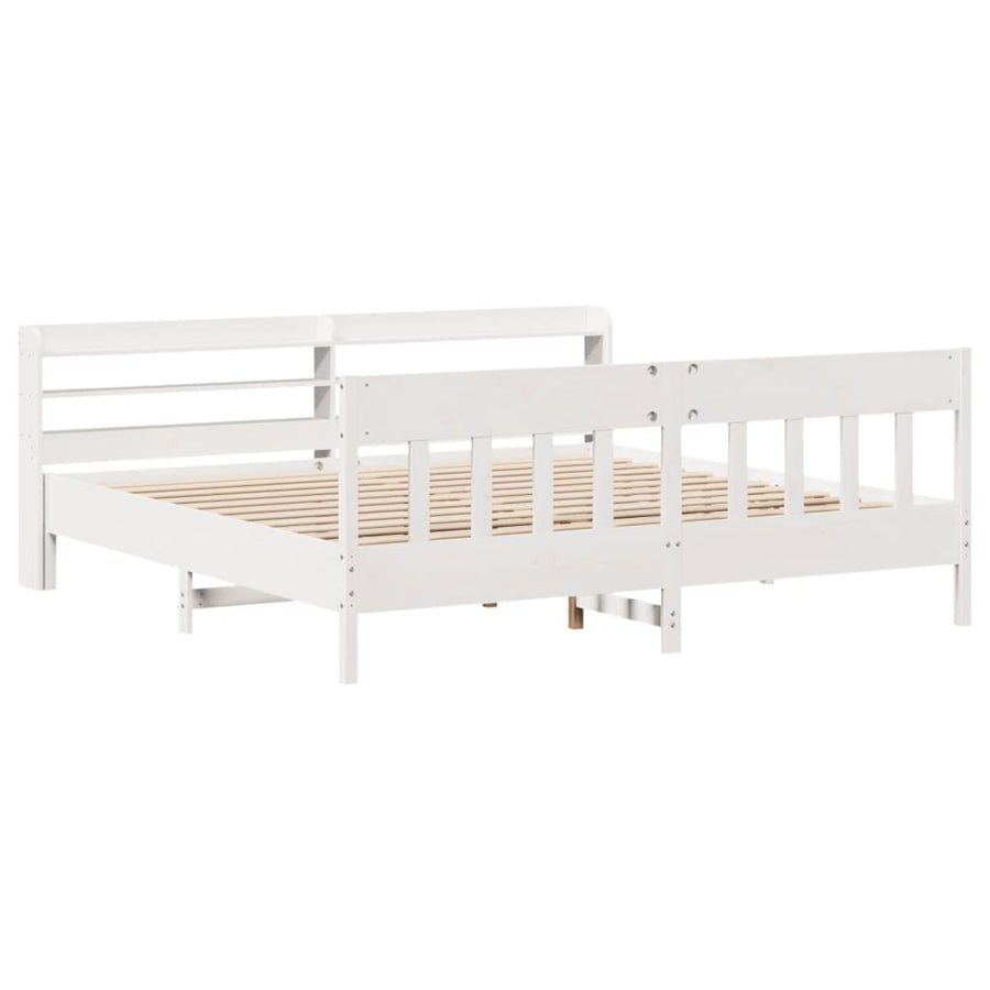 Bedframe zonder matras massief grenenhout wit 200x200 cm