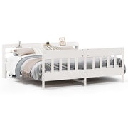 Bed frame without mattress solid pine wood white 200x200 cm