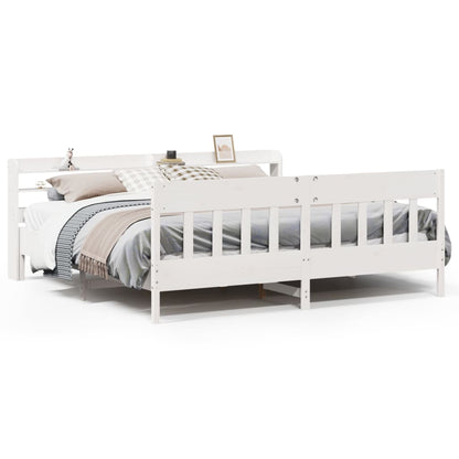Bedframe zonder matras massief grenenhout wit 200x200 cm