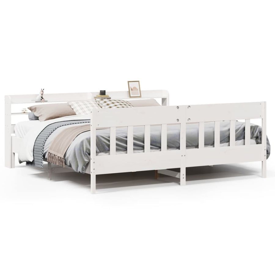 Bedframe zonder matras massief grenenhout wit 200x200 cm
