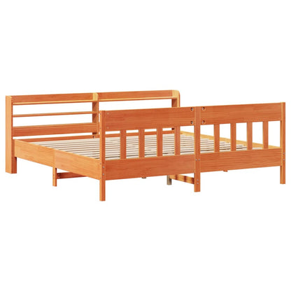 Bedframe zonder matras massief grenenhout wasbruin 200x200 cm