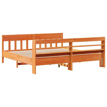 Bedframe zonder matras massief grenenhout wasbruin 200x200 cm
