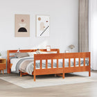 Bedframe massief grenenhout wasbruin 200x200 cm