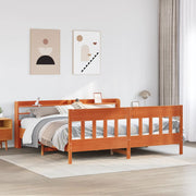 Bed frame without mattress solid pine wax brown 200x200 cm