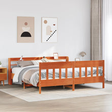 Bedframe zonder matras massief grenenhout wasbruin 200x200 cm