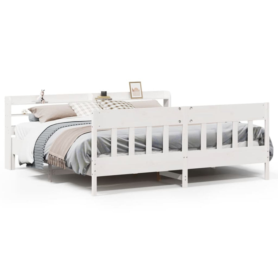 Bedframe zonder matras massief grenenhout wit 180x200 cm