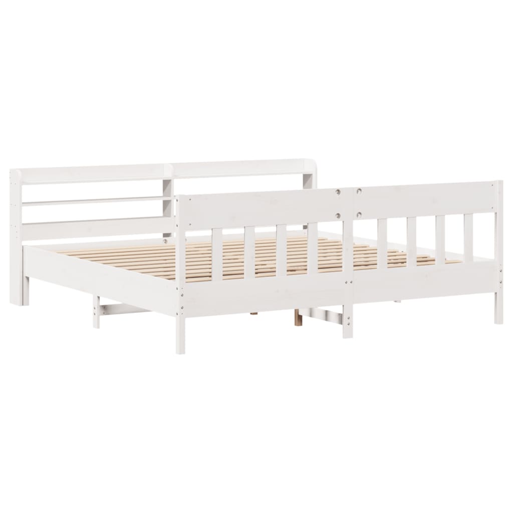 Bedframe zonder matras massief grenenhout wit 180x200 cm