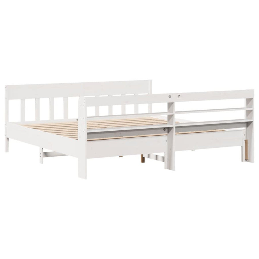 Bedframe zonder matras massief grenenhout wit 180x200 cm