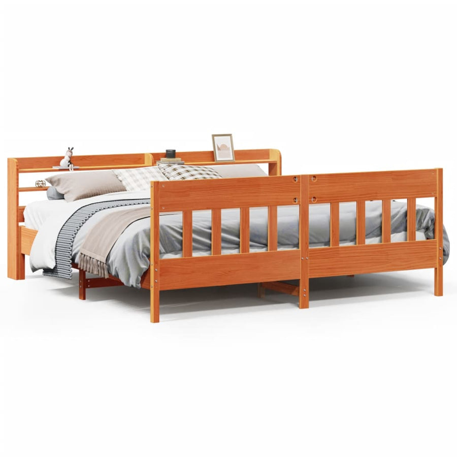 Bedframe zonder matras massief grenenhout wasbruin 180x200 cm