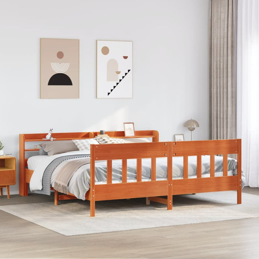 Bedframe zonder matras massief grenenhout wasbruin 180x200 cm