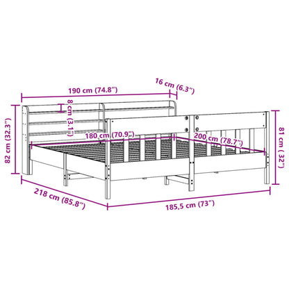 Bedframe zonder matras massief grenenhout wasbruin 180x200 cm