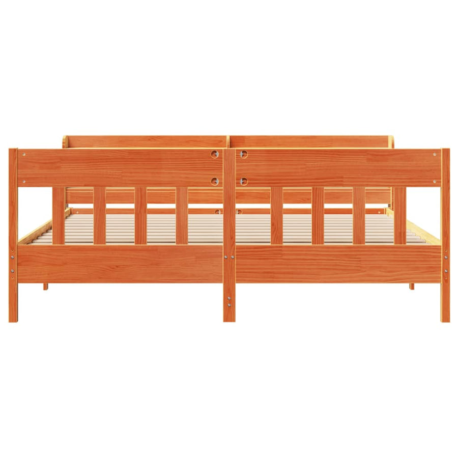 Bedframe zonder matras massief grenenhout wasbruin 180x200 cm