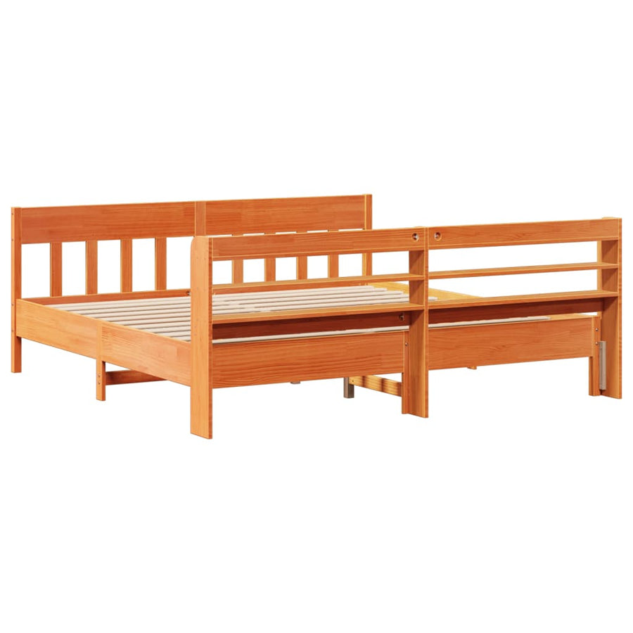 Bedframe zonder matras massief grenenhout wasbruin 180x200 cm