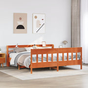 Bed frame without mattress solid pine wax brown 180x200 cm