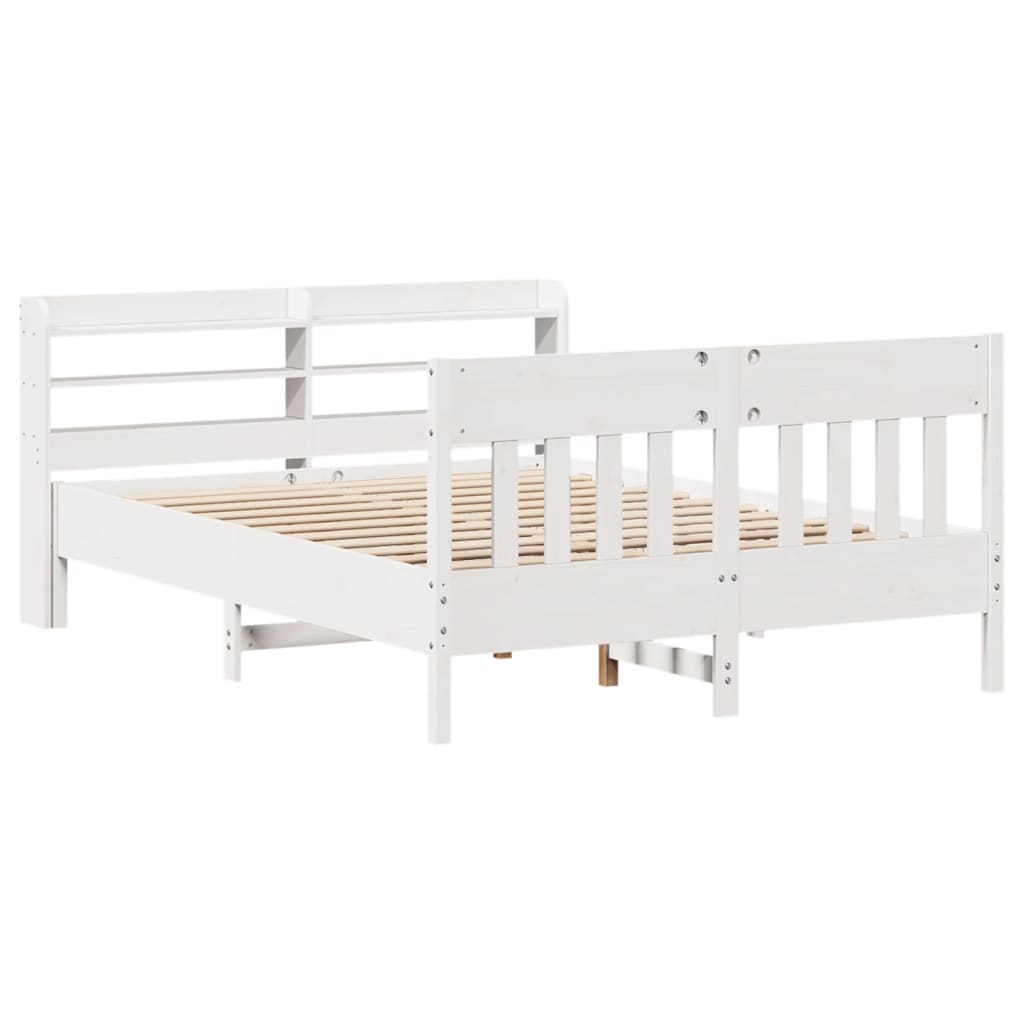 Bedframe zonder matras massief grenenhout wit 160x200 cm