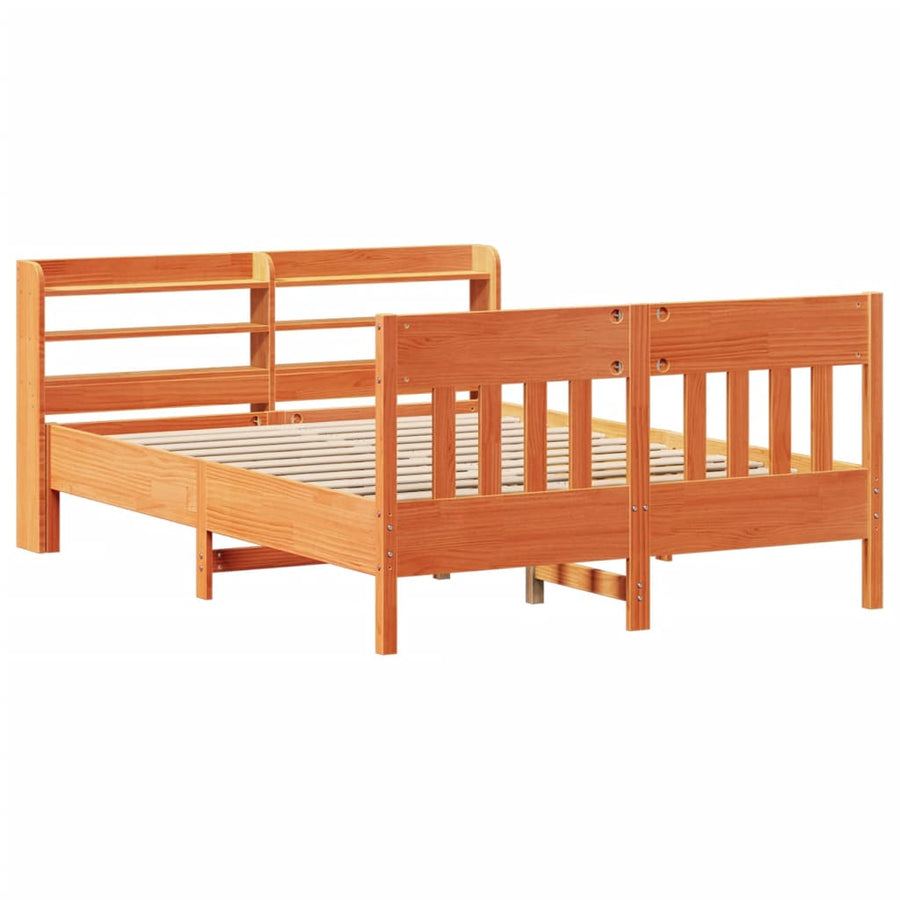 Bedframe zonder matras massief grenenhout wasbruin 160x200 cm