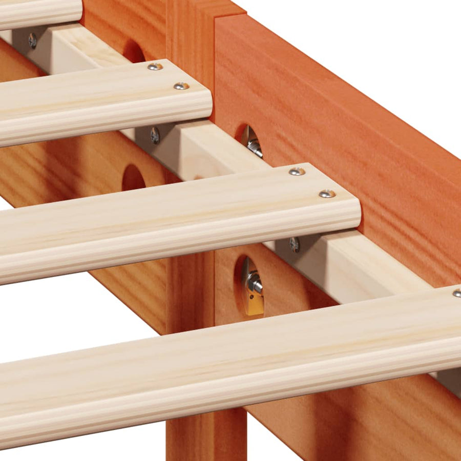 Bedframe zonder matras massief grenenhout wasbruin 160x200 cm