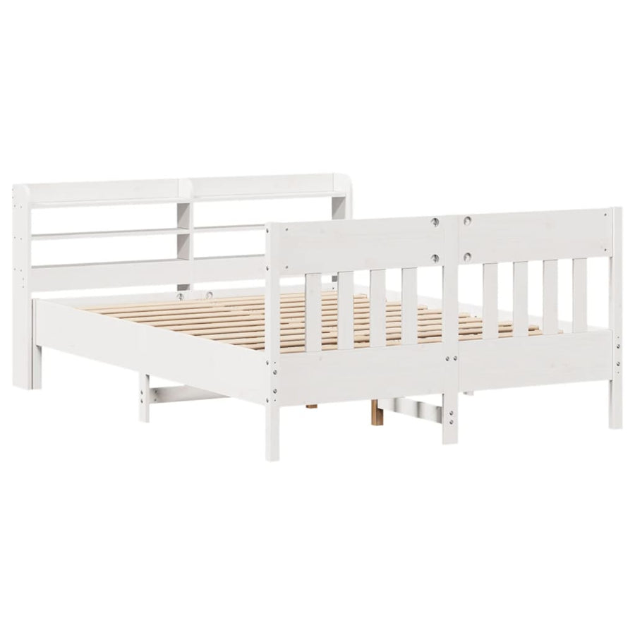 Bedframe zonder matras massief grenenhout wit 150x200 cm