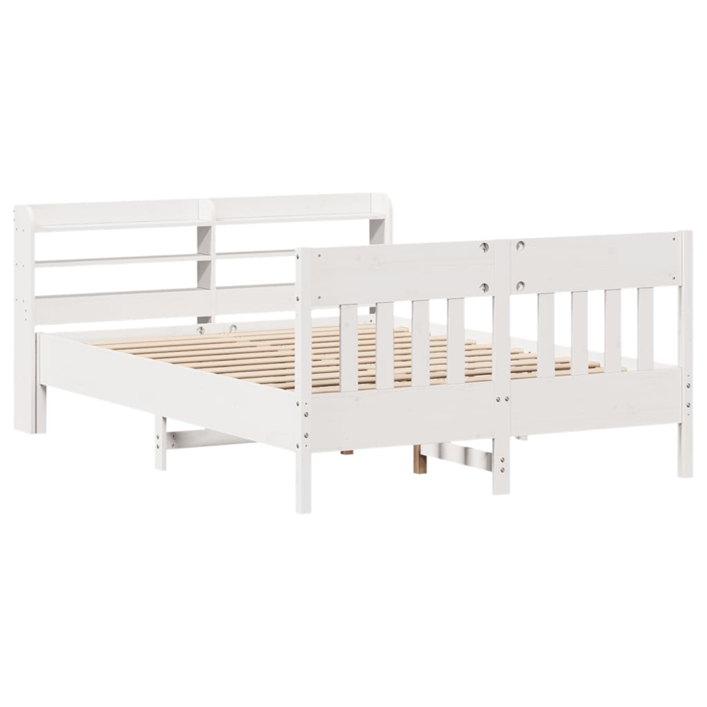 Bedframe zonder matras massief grenenhout wit 150x200 cm