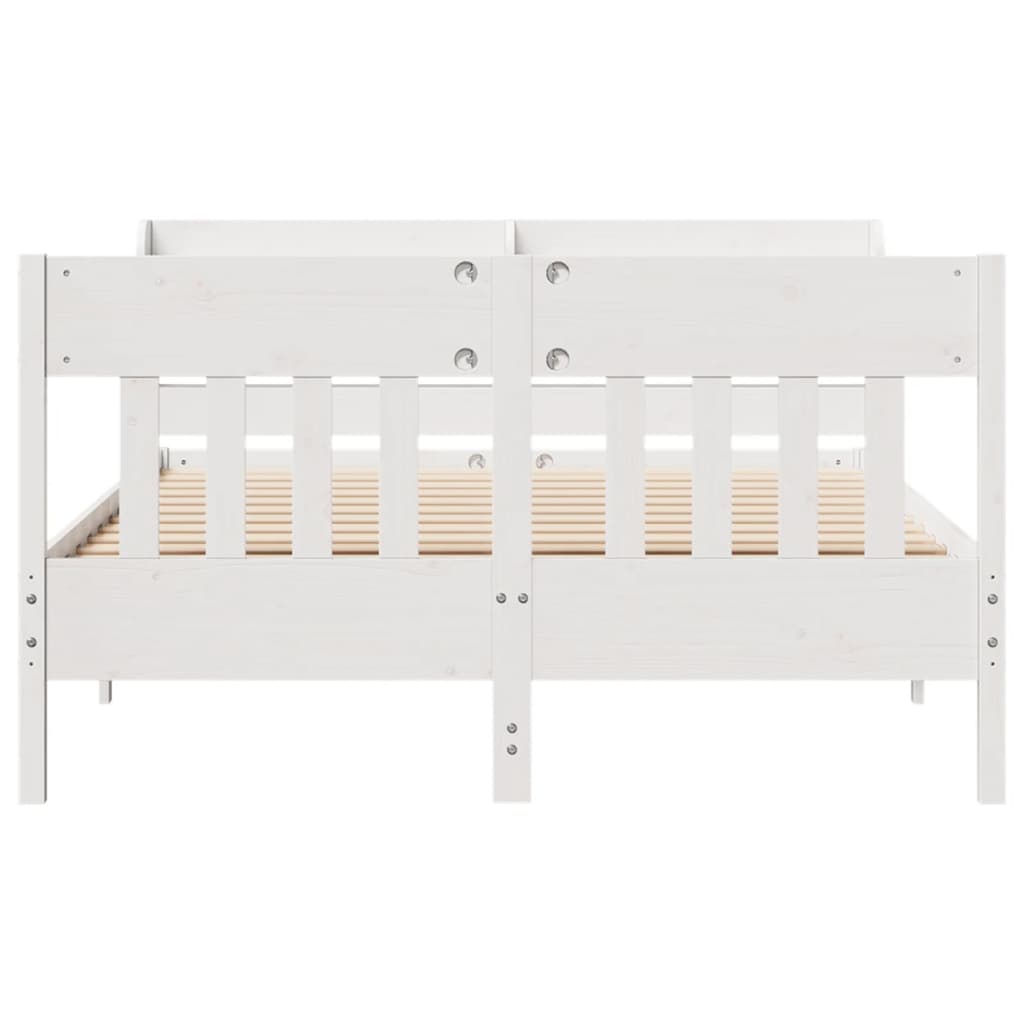 Bedframe zonder matras massief grenenhout wit 150x200 cm
