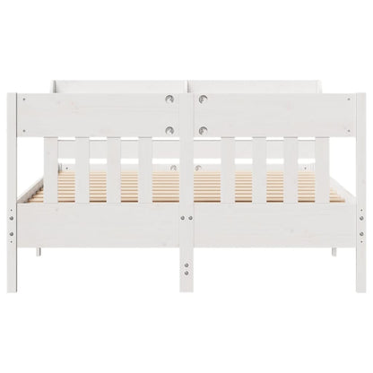 Bedframe zonder matras massief grenenhout wit 150x200 cm