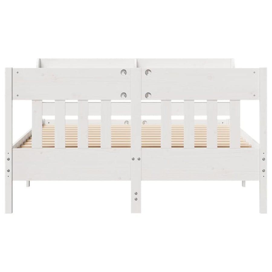 Bedframe zonder matras massief grenenhout wit 150x200 cm
