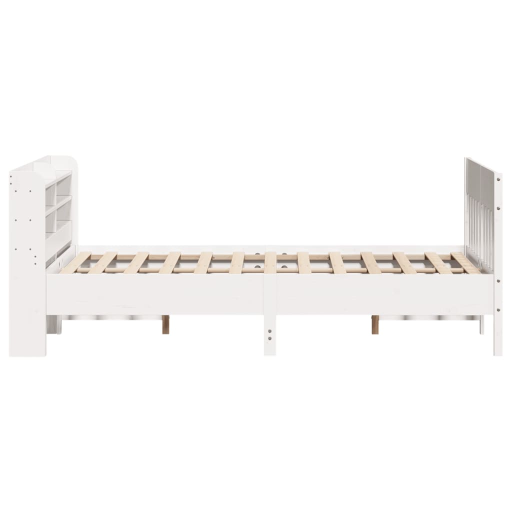 Bedframe zonder matras massief grenenhout wit 150x200 cm