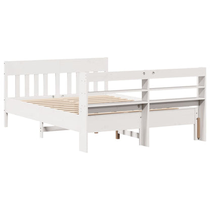 Bedframe zonder matras massief grenenhout wit 150x200 cm
