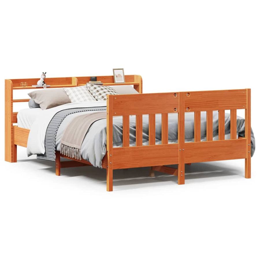 Bedframe zonder matras massief grenenhout wasbruin 150x200 cm