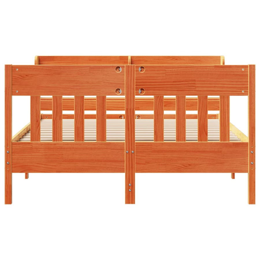Bedframe zonder matras massief grenenhout wasbruin 150x200 cm