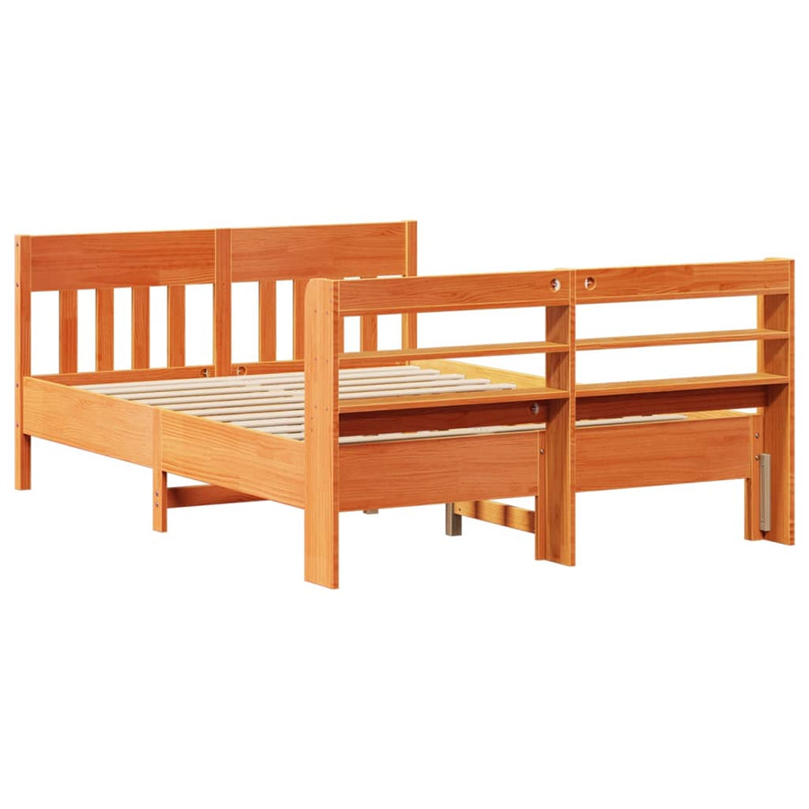 Bedframe zonder matras massief grenenhout wasbruin 150x200 cm