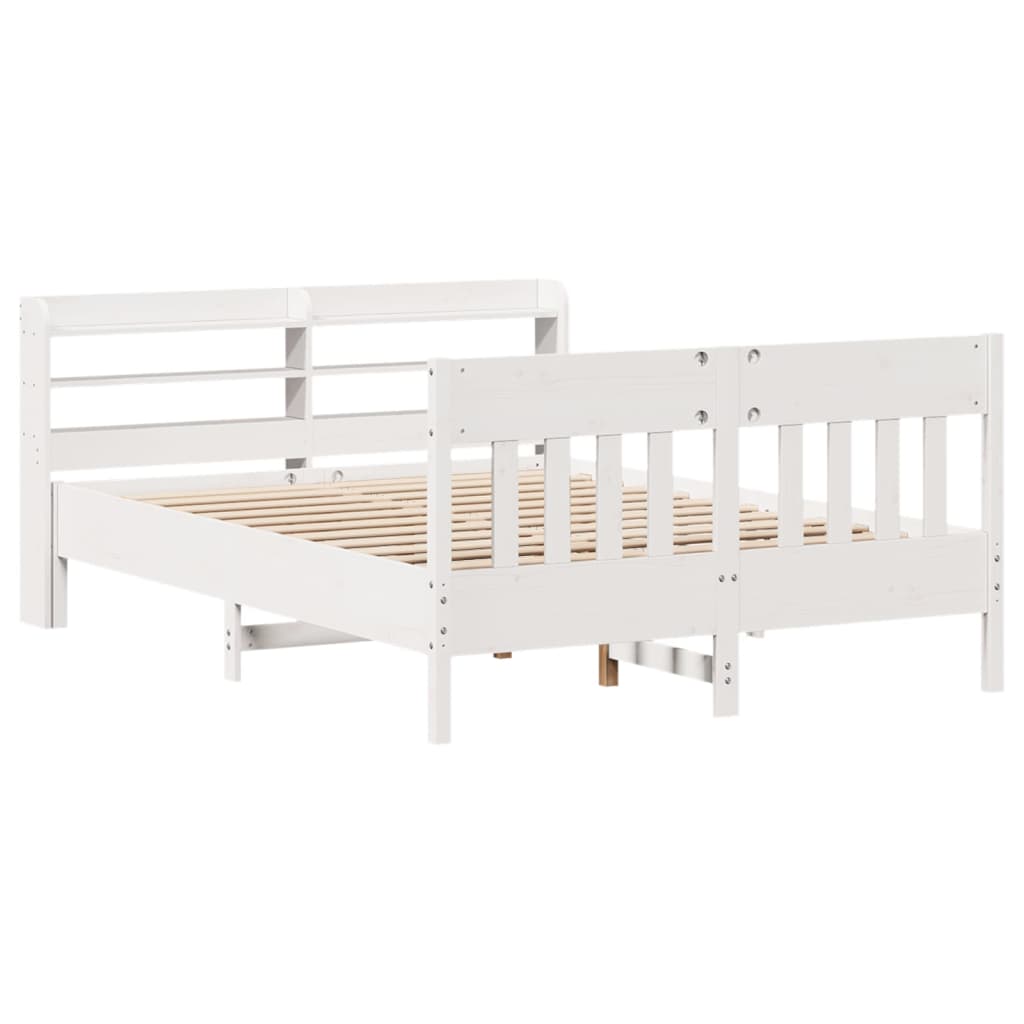 Bedframe zonder matras massief grenenhout wit 140x200 cm