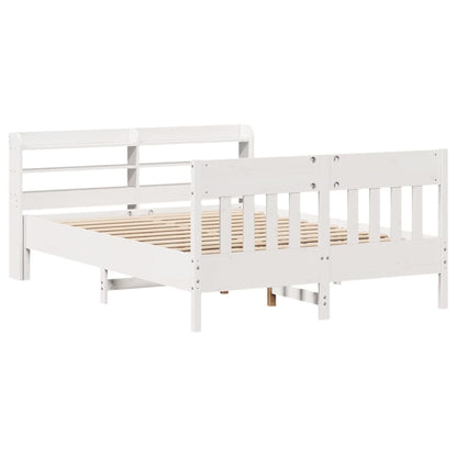 Bedframe zonder matras massief grenenhout wit 140x200 cm