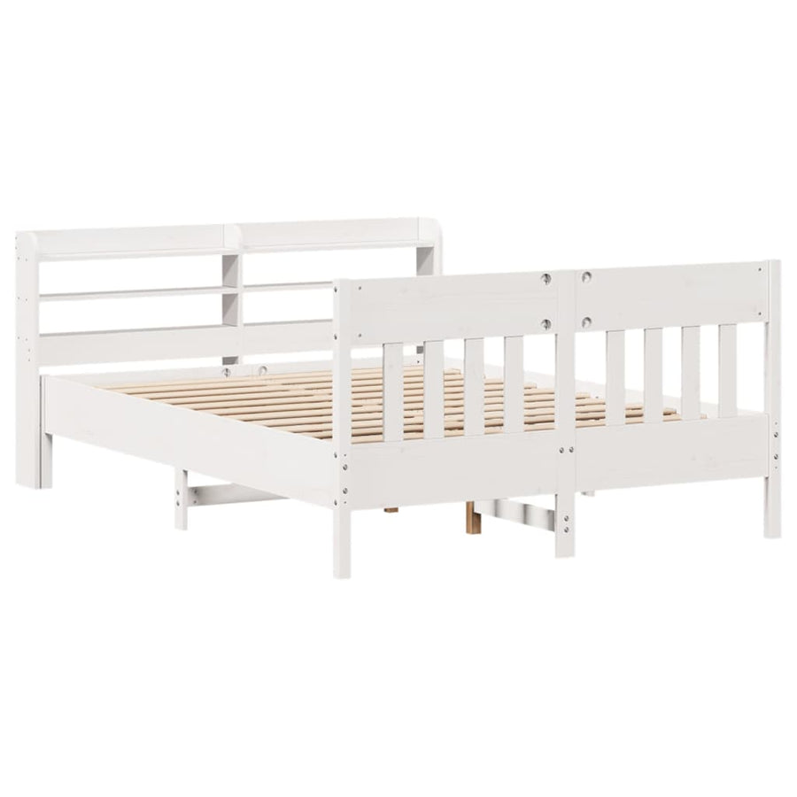 Bedframe zonder matras massief grenenhout wit 140x200 cm
