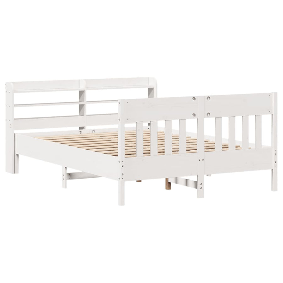Bedframe zonder matras massief grenenhout wit 140x200 cm