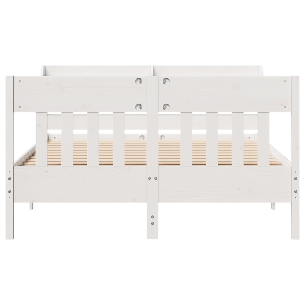 Bedframe zonder matras massief grenenhout wit 140x200 cm