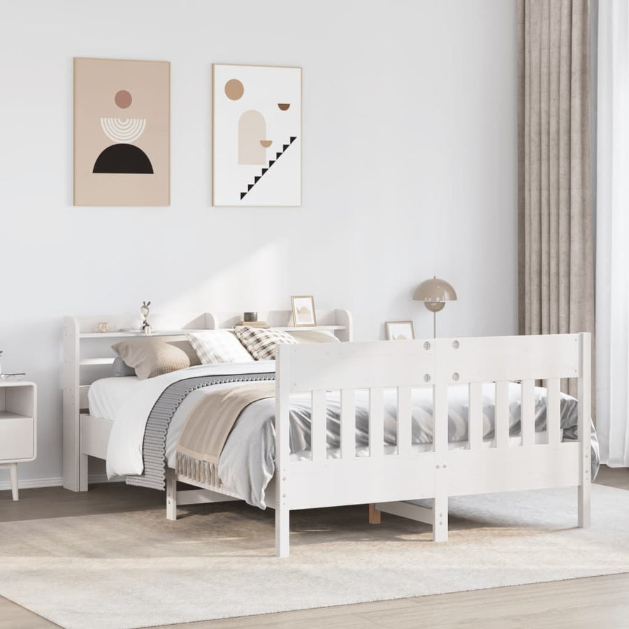 Bedframe zonder matras massief grenenhout wit 140x200 cm