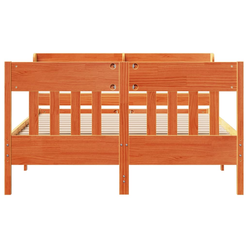 Bedframe zonder matras massief grenenhout wasbruin 140x200 cm