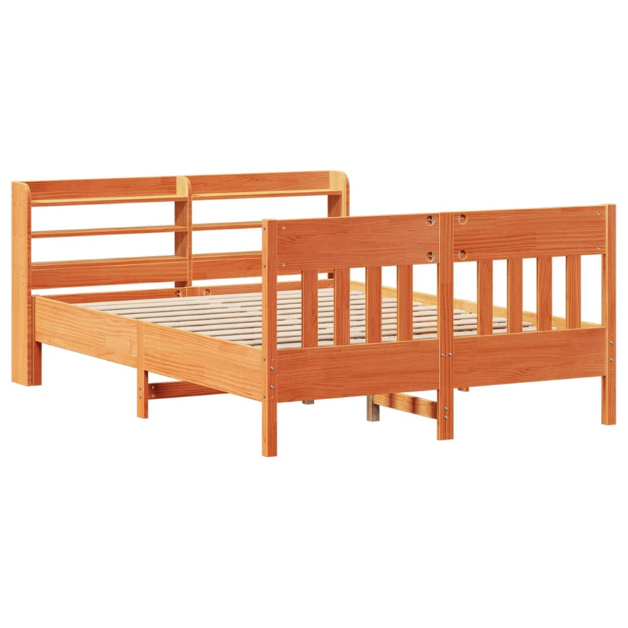 Bedframe zonder matras massief grenenhout wasbruin 120x200 cm