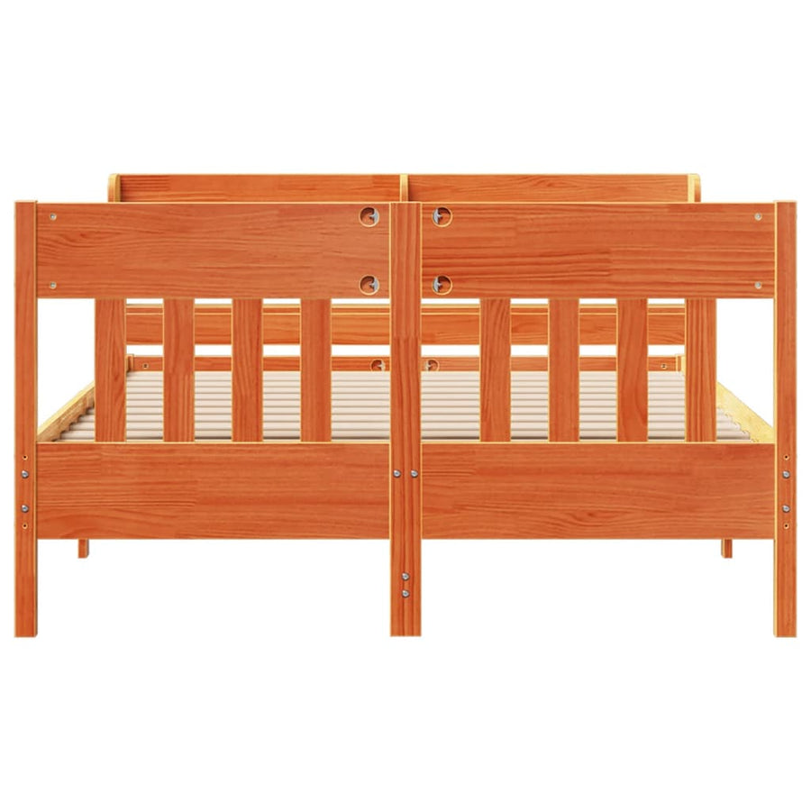 Bedframe zonder matras massief grenenhout wasbruin 120x200 cm