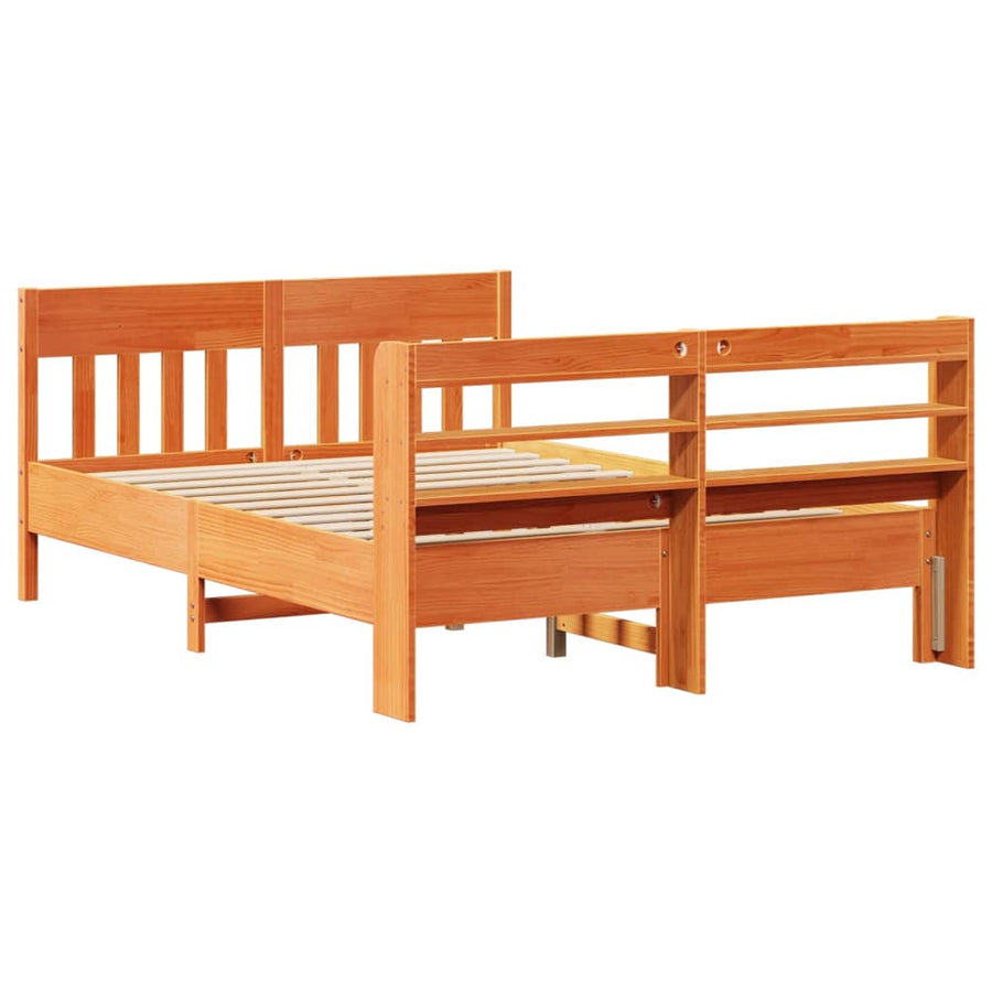 Bedframe zonder matras massief grenenhout wasbruin 120x200 cm