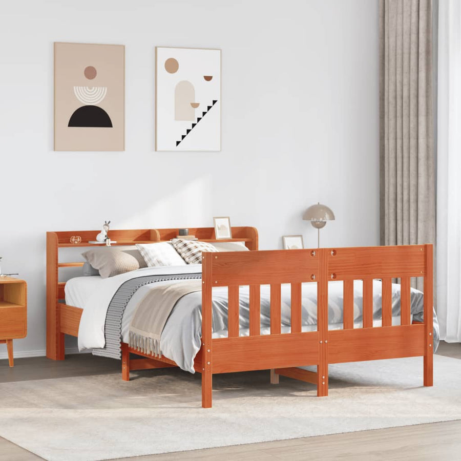 Bedframe zonder matras massief grenenhout wasbruin 120x200 cm